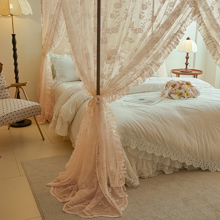 91家纺网 家纺一手货源 找家纺 902落地宫廷蚊帐 可可庄园-奶油玉