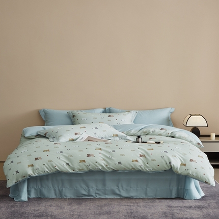 91家纺网 家纺一手货源 找家纺 顾家家居 2025新款莱塞尔数码印花四件套 瑞琦