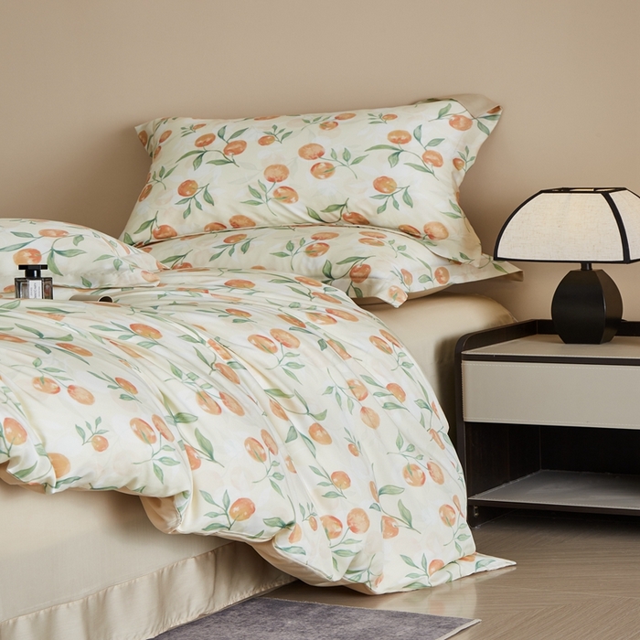 91家纺网 家纺一手货源 找家纺 顾家家居 2025新款莱塞尔数码印花四件套 茉妍