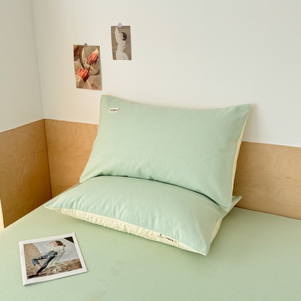 眠博士2025新款全棉老粗布枕套 老粗布枕套-月光绿
