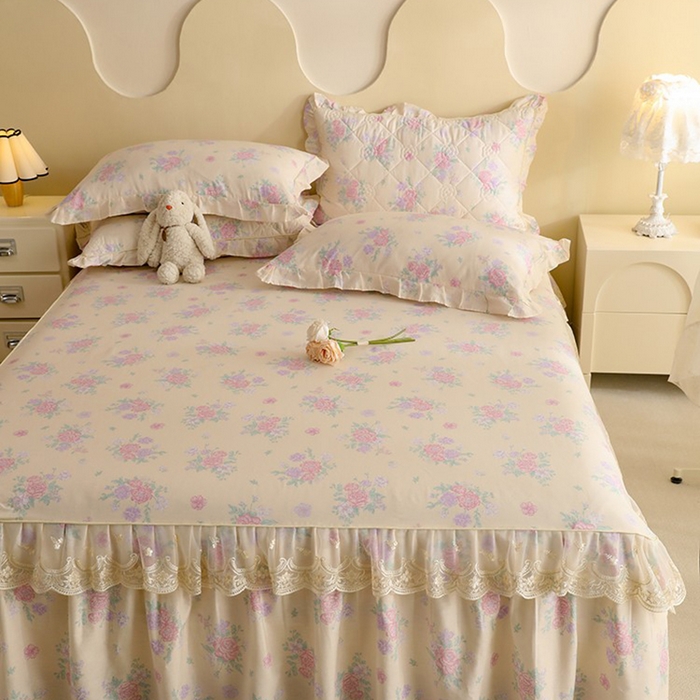 91家纺网 家纺一手货源 找家纺 美达家纺 2025新款全棉印花单床裙 幽香私语黄