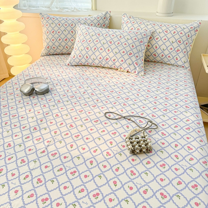 91家纺网 家纺一手货源 找家纺 眠博士2025新款全棉老粗布床单 老粗布床单-红玫瑰