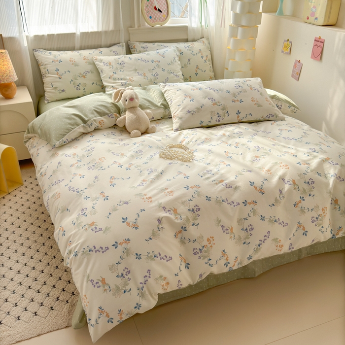 91家纺网 家纺一手货源 找家纺 清雅福 2025全棉13372小清新四件套和单被套早春系列第二批--四件套 硕果累累