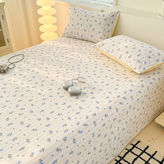 91家纺网 家纺一手货源 找家纺 眠博士2025新款全棉老粗布床单 老粗布床单-小兰花