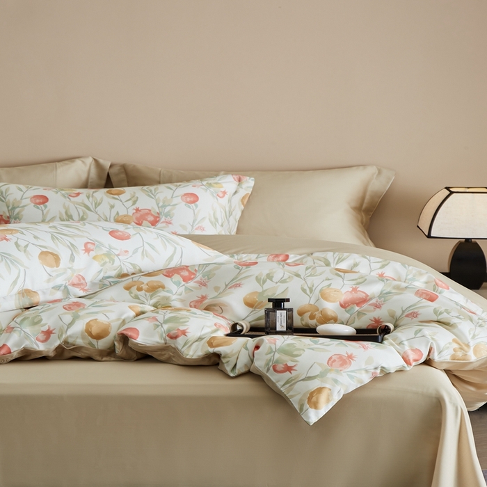 91家纺网 家纺一手货源 找家纺 顾家家居 2025新款莱塞尔数码印花四件套 丝丝花语