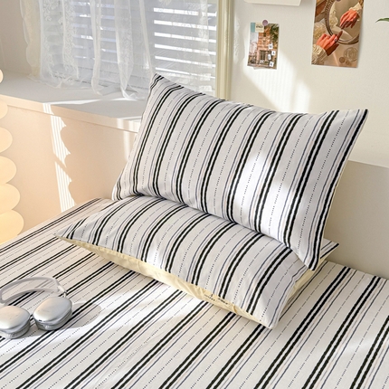 91家纺网 家纺一手货源 找家纺 眠博士2025新款全棉老粗布枕套 老粗布枕套-条纹灰