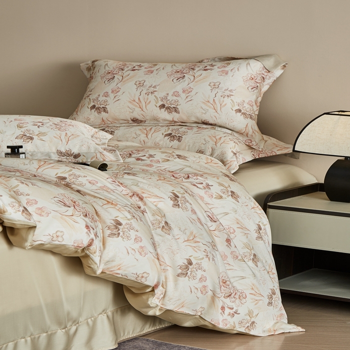 91家纺网 家纺一手货源 找家纺 顾家家居 2026新款莱塞尔数码印花四件套 蒙田