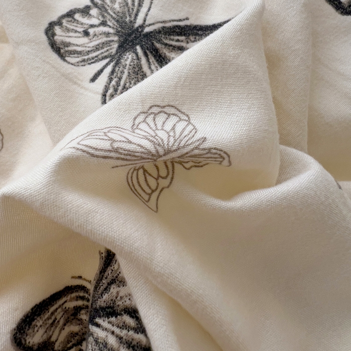 91家纺网 家纺一手货源 找家纺 仟人梦 2025新款水洗棉印花四件套 蝴蝶印记