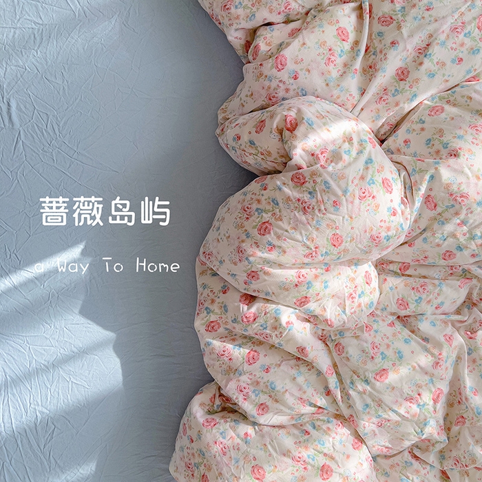 91家纺网 家纺一手货源 找家纺 仟人梦 2025新款水洗棉印花四件套 蔷薇岛屿