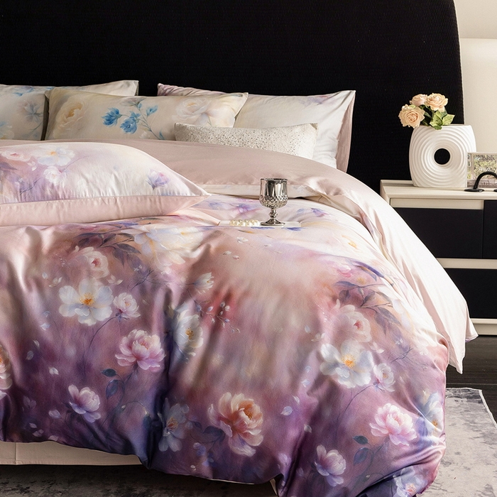 91家纺网 家纺一手货源 找家纺 立奥被业 2025新款60S数码印花四件套四件套 花仙粉