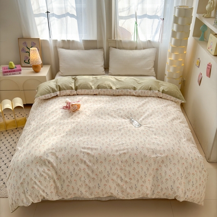 91家纺网 家纺一手货源 找家纺 （总）清雅福 2025全棉13372小清新四件套和单被套早春系列第二批--单被套