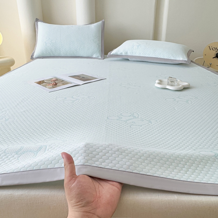 91家纺网 家纺一手货源 找家纺 小萌虎 2025新款冰豆豆凉席 凉席款 深蓝