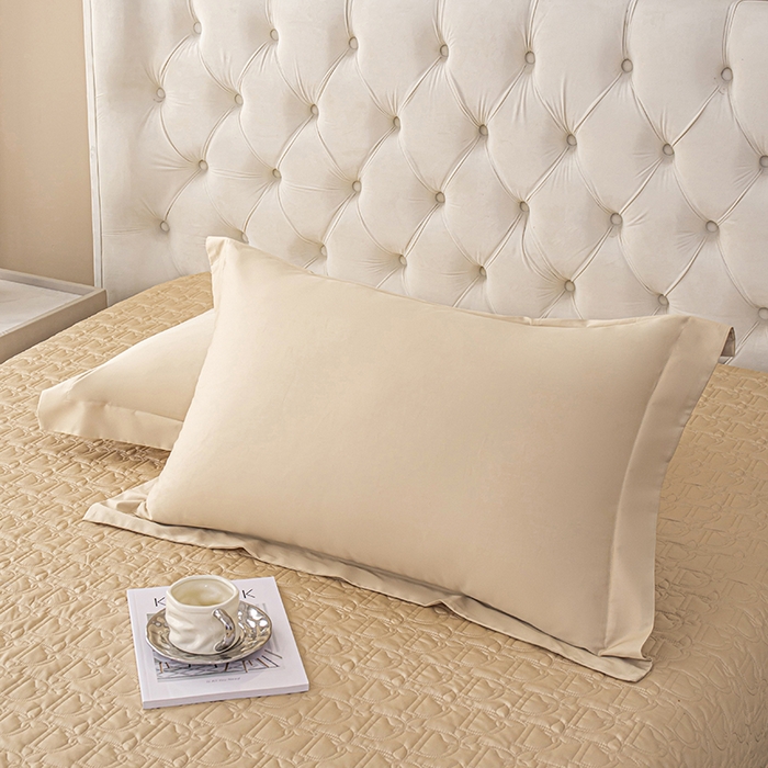 91家纺网 家纺一手货源 找家纺 金喜2025新款100支全棉枕套宽边工艺100S长绒棉枕头套-莫兰迪色系 迷雾金