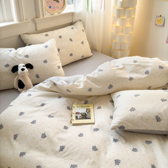 91家纺网 家纺一手货源 找家纺 清雅福 2025全棉13372小清新四件套和单被套早春系列第二批--单被套 萌象派对