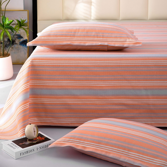 91家纺网 家纺一手货源 找家纺 帛洵2025新款原棉老粗布床单 灰玉条纹