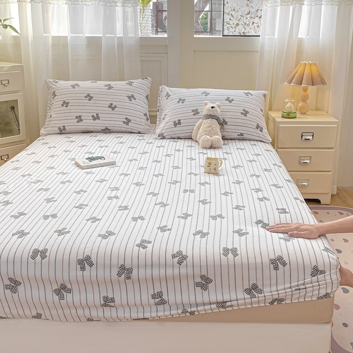 91家纺网 家纺一手货源 找家纺 芷凡家纺 2025新款水洗云朵棉印花床笠 蝴蝶梦