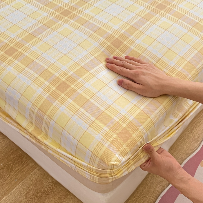 91家纺网 家纺一手货源 找家纺 芷凡家纺 2025新款水洗云朵棉印花床笠 希格文