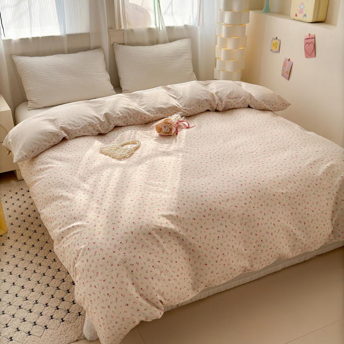 91家纺网 家纺一手货源 找家纺 清雅福 2025全棉13372小清新四件套和单被套早春系列第二批--单被套 朴之风