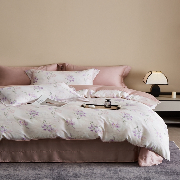 91家纺网 家纺一手货源 找家纺 顾家家居 2025新款莱塞尔数码印花四件套 茹伊