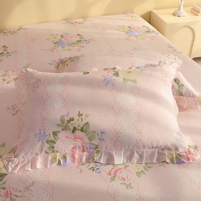 91家纺网 家纺一手货源 找家纺 美达家纺 2025新款全棉印花单床裙 绮梦花源