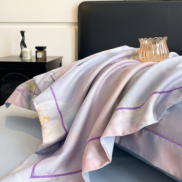 91家纺网 家纺一手货源 找家纺 帛美家纺 2025新款40S莱赛尔天丝棉数码印花四件套 幻彩锦