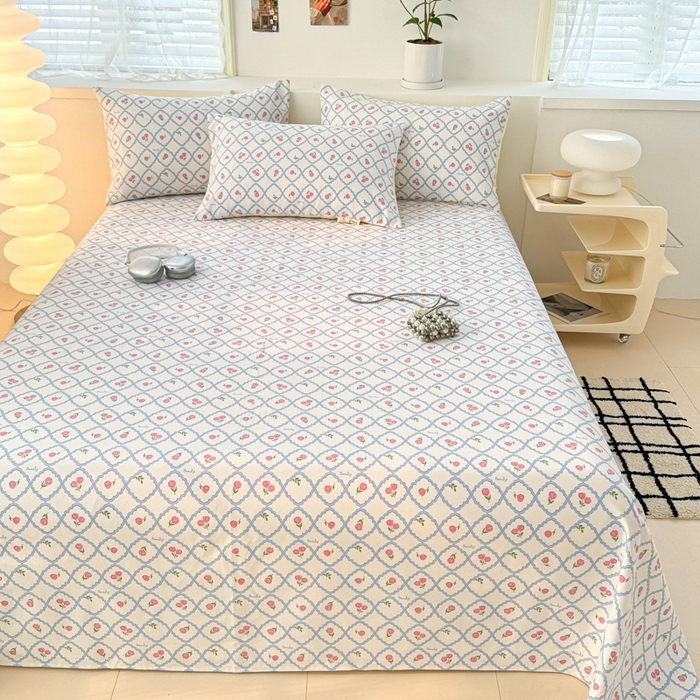 91家纺网 家纺一手货源 找家纺 眠博士2025新款全棉老粗布床单 老粗布床单-红玫瑰