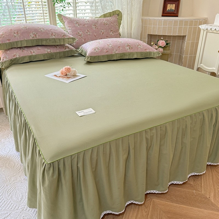 91家纺网 家纺一手货源 找家纺 （总）美达家纺 2025新款全棉纯色单床裙