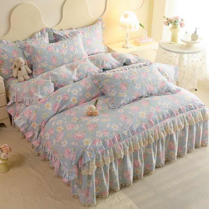 91家纺网 家纺一手货源 找家纺 （总）美达家纺 2025新款全棉印花半夹棉床裙四件套