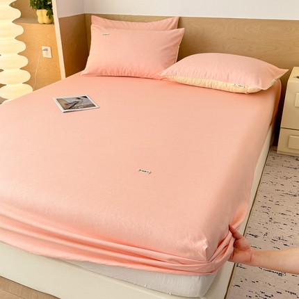 91家纺网 家纺一手货源 找家纺 眠博士2025新款全棉老粗布床笠 老粗布床笠-月光粉