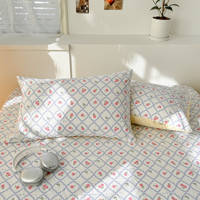 91家纺网 家纺一手货源 找家纺 眠博士2025新款全棉老粗布枕套 老粗布枕套-红玫瑰