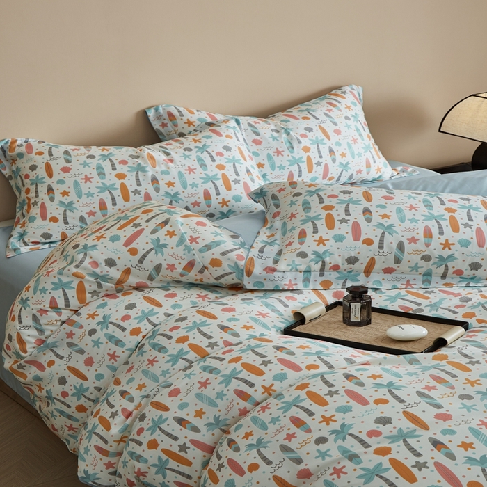 91家纺网 家纺一手货源 找家纺 顾家家居 2025新款莱塞尔数码印花四件套 慕夏