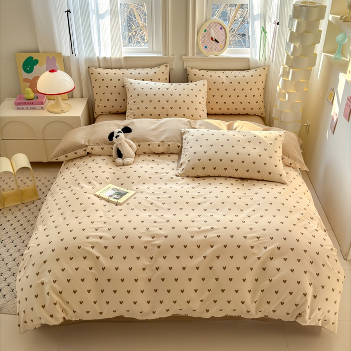 91家纺网 家纺一手货源 找家纺 清雅福 2025全棉13372小清新四件套和单被套早春系列第二批--单枕套 心甜