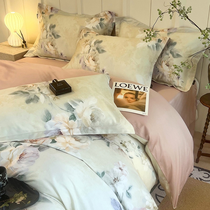 91家纺网 家纺一手货源 找家纺 梧桐树 2025新款100%全棉60S长绒棉套件 S33清爽海盐