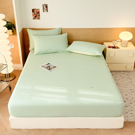 眠博士2025新款全棉老粗布床笠 老粗布床笠-月光绿