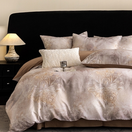 立奥被业 2025新款60S数码印花四件套四件套 曼希-咖