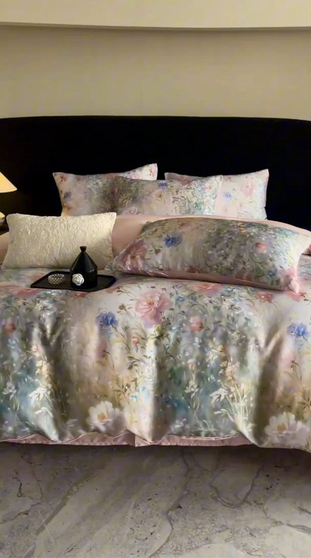 91家纺网 家纺一手货源 找家纺 （总）立奥被业 2025年新款100%兰精天丝四件套天丝数码印花四件套