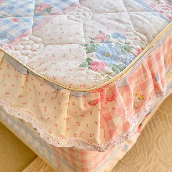 91家纺网 家纺一手货源 找家纺 美达家纺 2025新款全棉印花夹棉床笠 悦动心妍