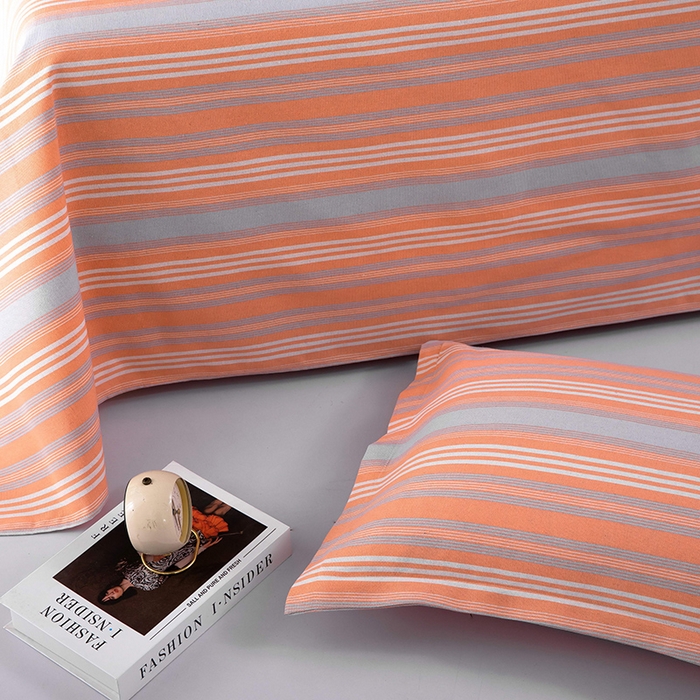 91家纺网 家纺一手货源 找家纺 帛洵2025新款原棉老粗布床单 灰玉条纹