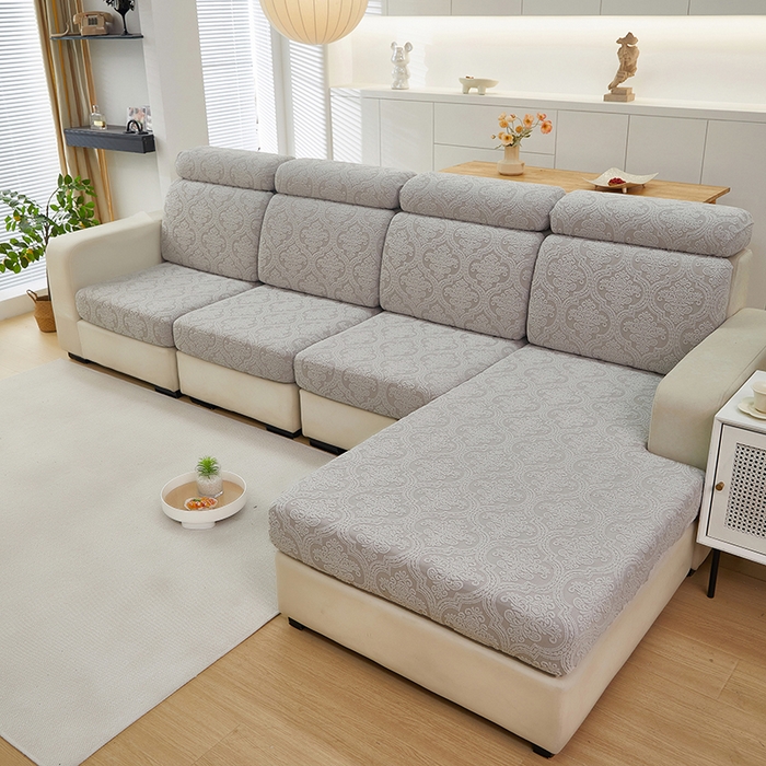 91家纺网 家纺一手货源 找家纺 逐日沙发套 2025提花沙发笠-欧艺 浅灰