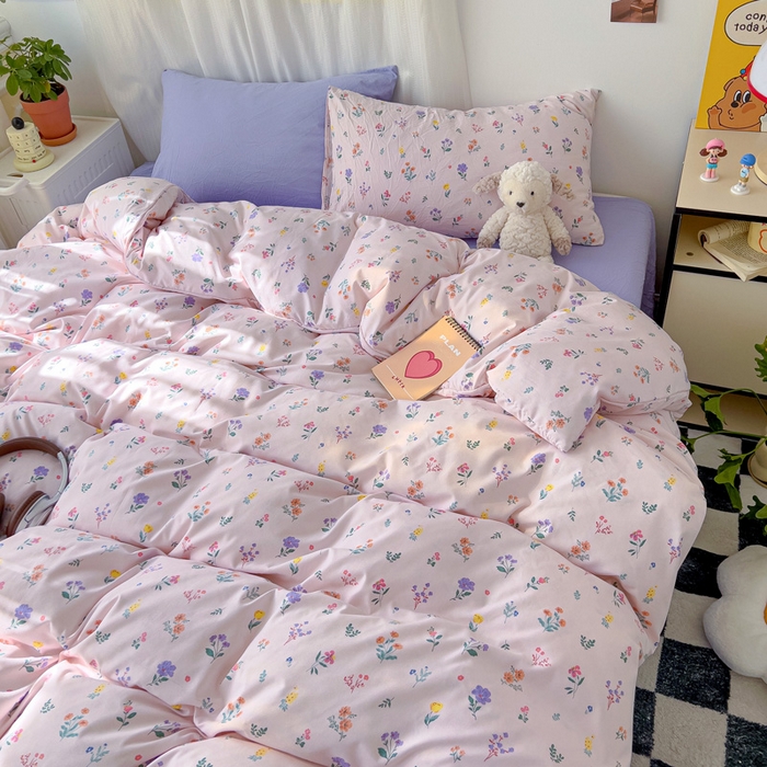 91家纺网 家纺一手货源 找家纺 仟人梦 2025新款水洗棉印花四件套 香奈花语