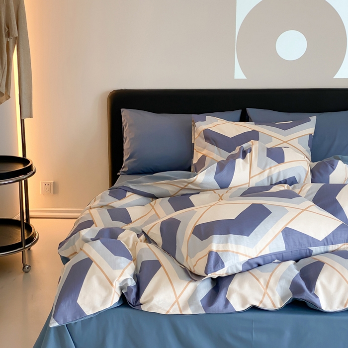 91家纺网 家纺一手货源 找家纺 帅露 2025开春新品全棉喷气13070小清新印花纯棉全棉四件套 克洛伊