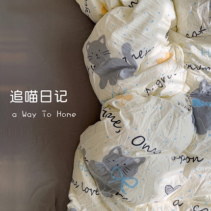 仟人梦 2025新款水洗棉印花四件套 追喵日记