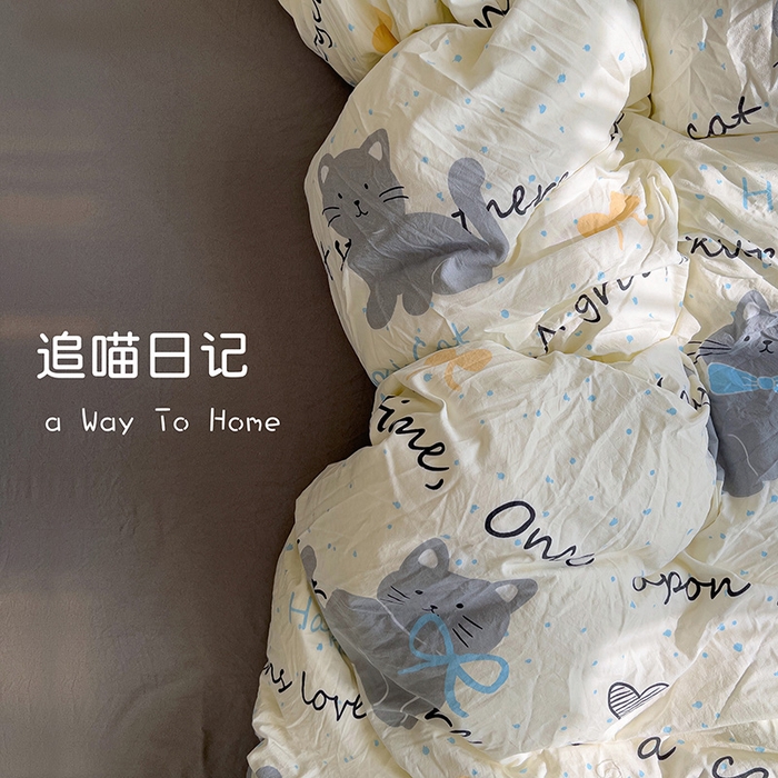 91家纺网 家纺一手货源 找家纺 仟人梦 2025新款水洗棉印花四件套 追喵日记