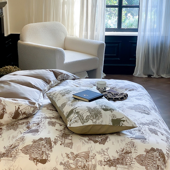 91家纺网 家纺一手货源 找家纺 （总）赫帛 2025新款赫本猫联名系列四件套-南法庄园