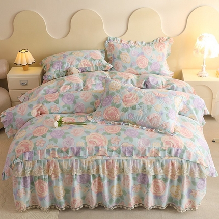 91家纺网 家纺一手货源 找家纺 （总）美达家纺 2025新款全棉印花半夹棉床裙四件套