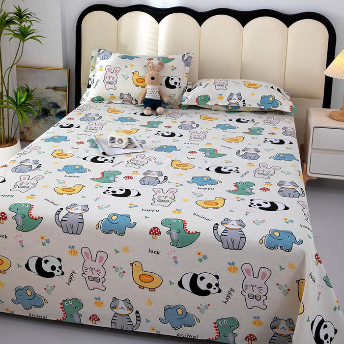 91家纺网 家纺一手货源 找家纺 帛洵2025新款原棉老粗布床单 聚会萌宠