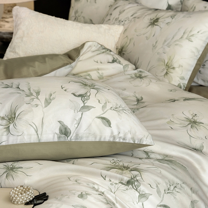 91家纺网 家纺一手货源 找家纺 立奥被业 2025新款60S数码印花四件套四件套 梵希-绿