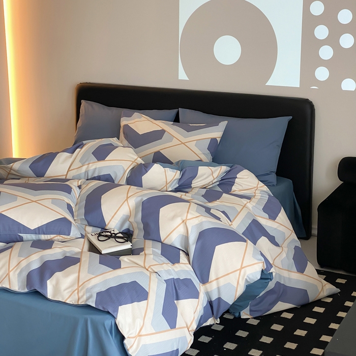 91家纺网 家纺一手货源 找家纺 帅露 2025开春新品全棉喷气13070小清新印花纯棉全棉四件套 克洛伊