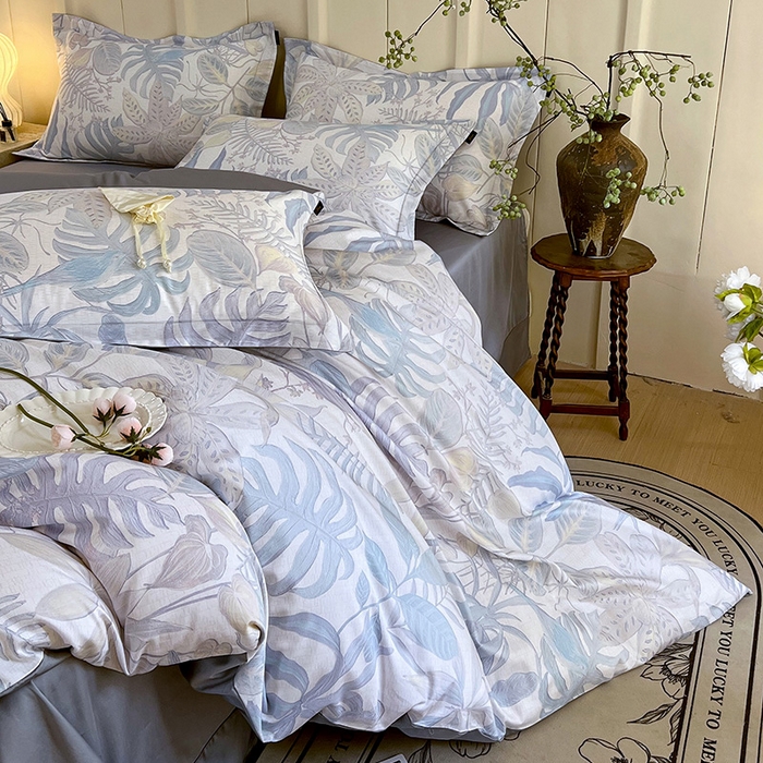 91家纺网 家纺一手货源 找家纺 梧桐树 2025新款100%全棉60S长绒棉套件 S21深海秘境-紫