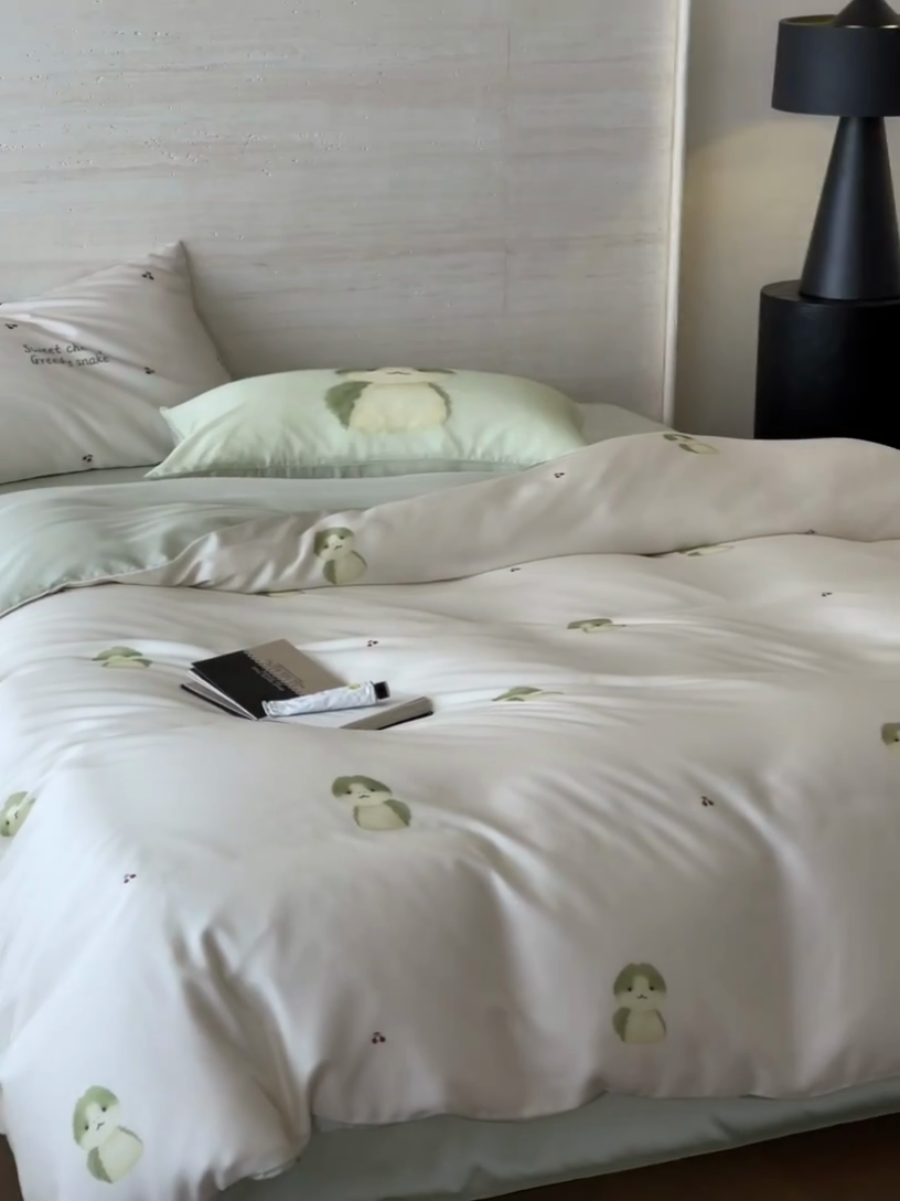 91家纺网 家纺一手货源 找家纺 （总）赫帛 2025新款60支天丝四件套-绿胖胖